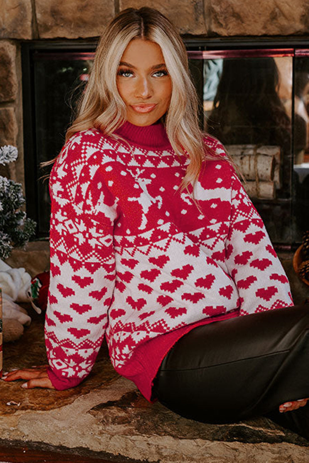 Feeling Festive Reindeer Hearts Sweater