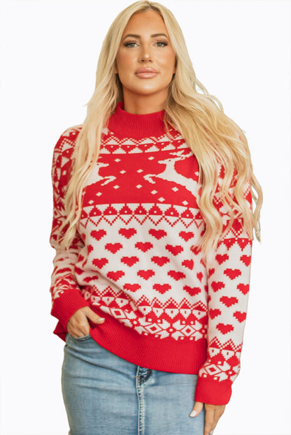 Feeling Festive Reindeer Hearts Sweater